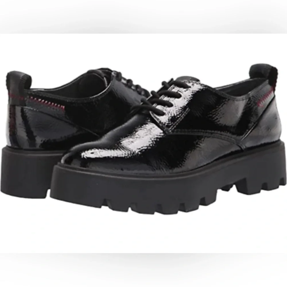 Franco Sarto Balin Oxford Loafer Minimalist Black Patten Leather Women’s 8.5‎